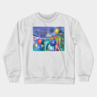 Earthly Elements in blue, green and pink Crewneck Sweatshirt